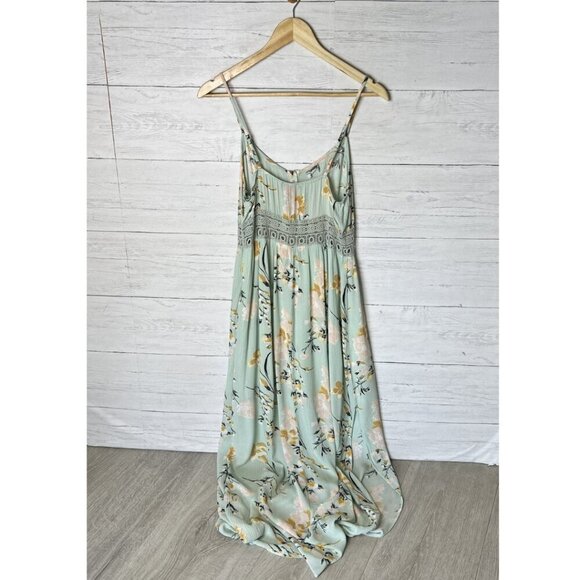 Forever 21 Dress Womens Size Medium Mint Green Embroidered Peek-a-Boo Waist - Picture 12 of 16